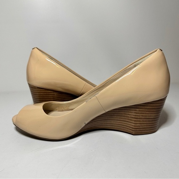 Cole Haan Grand Os Womens Sadie Open Toe Nude Patent Wedge Heels Size 7.5 - Picture 3 of 8